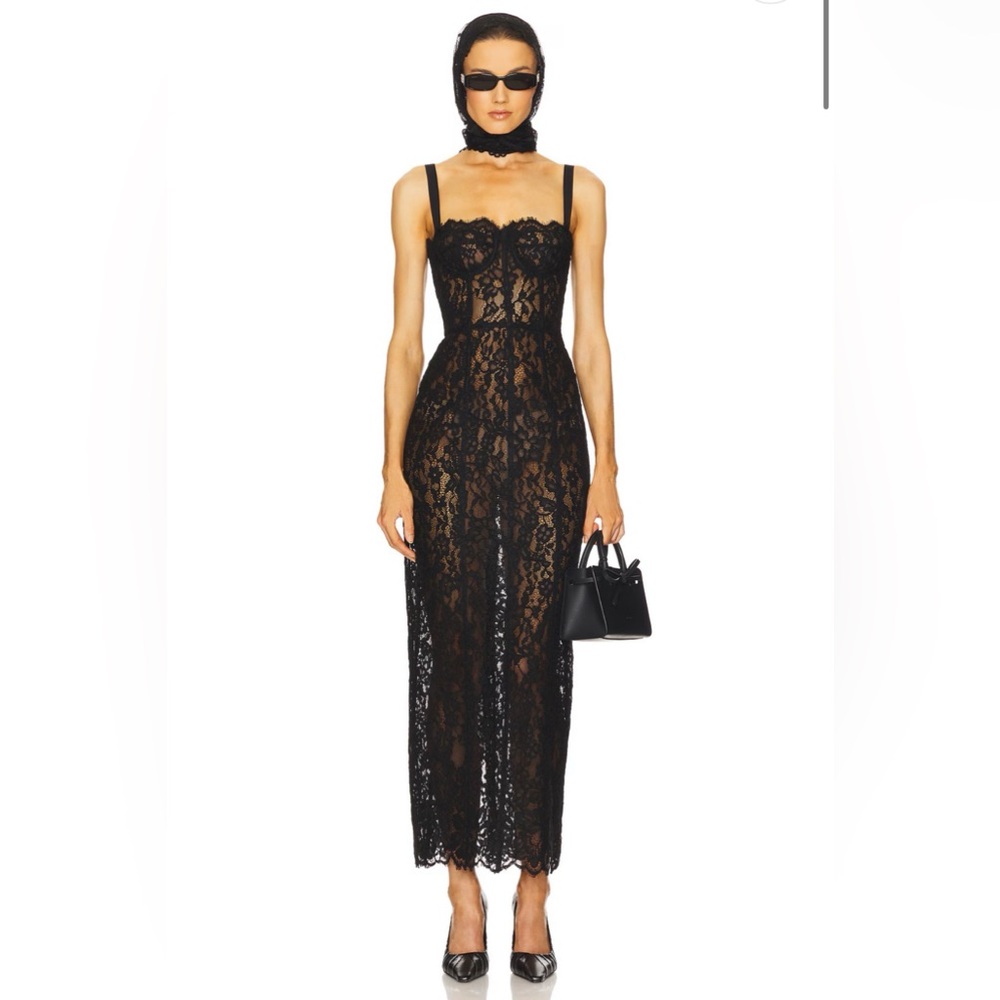 Helsa The Lace Column Dress in Black